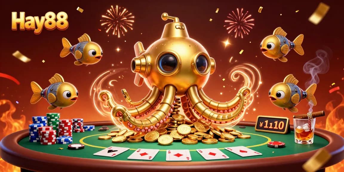 Experience thrilling games with Hay88's golden kraken submarine and poker riches.