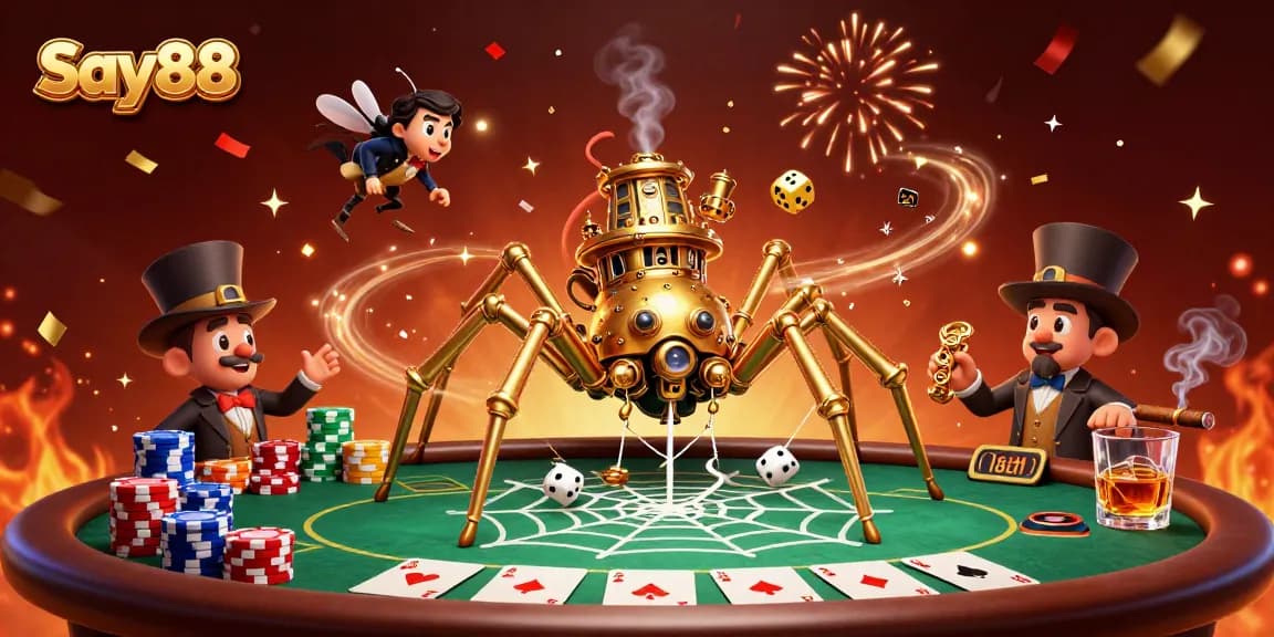 Experience thrilling gameplay at Say88 with a steampunk twist, caught in a web of luck and strategy.