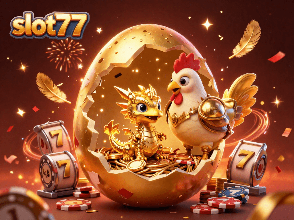 Experience thrilling action at slot777 with a golden dragon guarding poker chips in a vibrant casino scene.