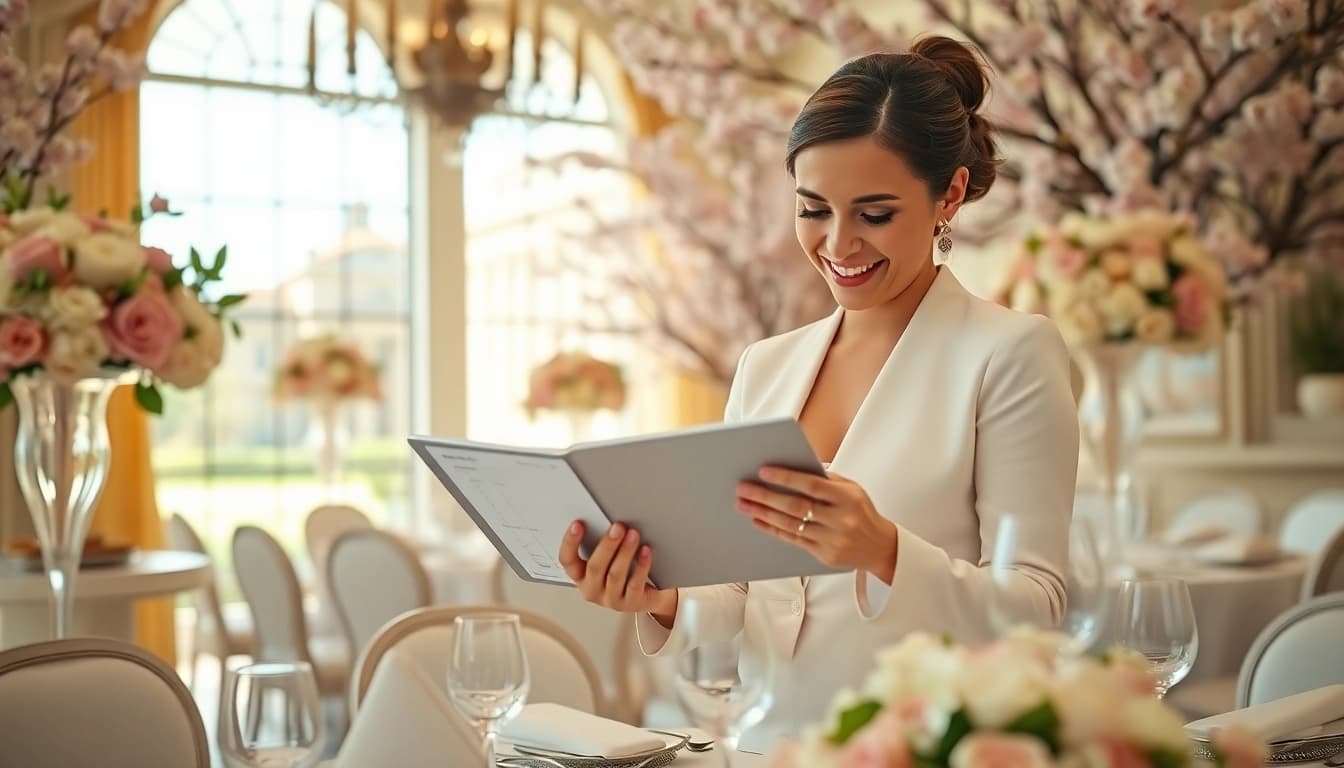 Washington dc wedding coordinator arranging a beautiful wedding setup in a scenic venue.