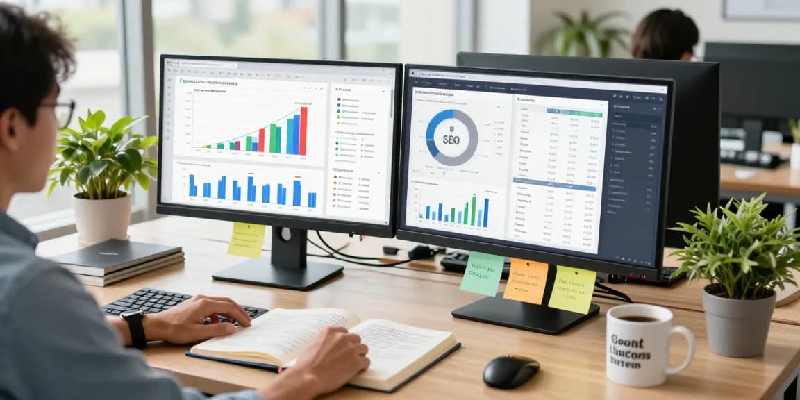Digital marketing analysis at corluticaret.net showcasing data insights in a modern office setting.