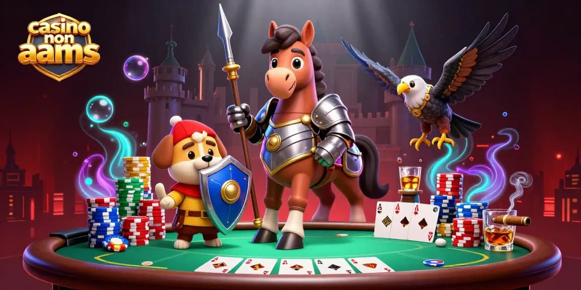 Giocatori emozionati nel casino non AAMS, circondati da fiches colorate e giochi di carte entusiasmanti.