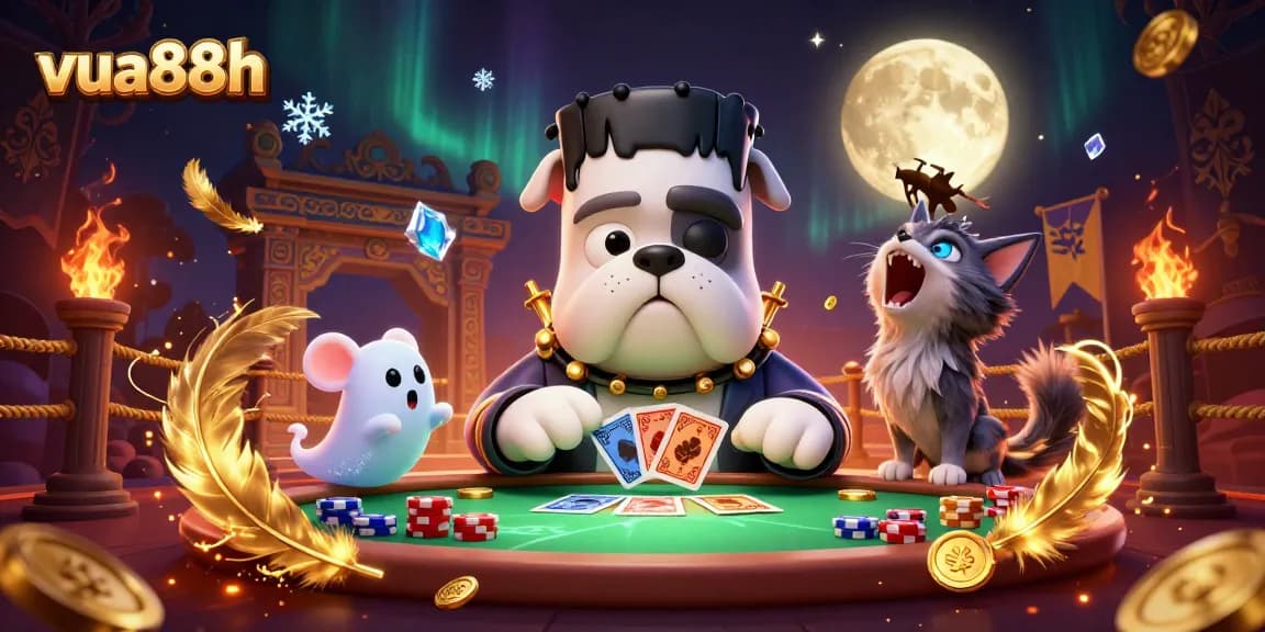 Engage with the vibrant action at vua88h, featuring a spooky casino scene complete with unique gaming characters.