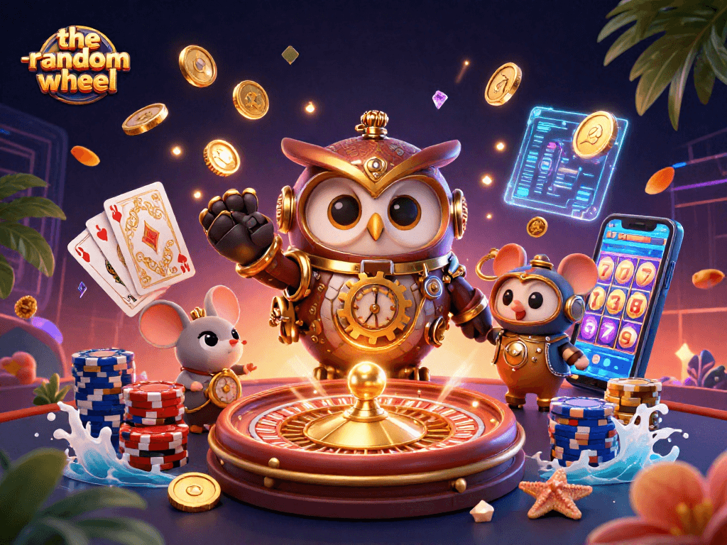Spin and win with the-random-wheel, featuring a vibrant 3D casino scene.