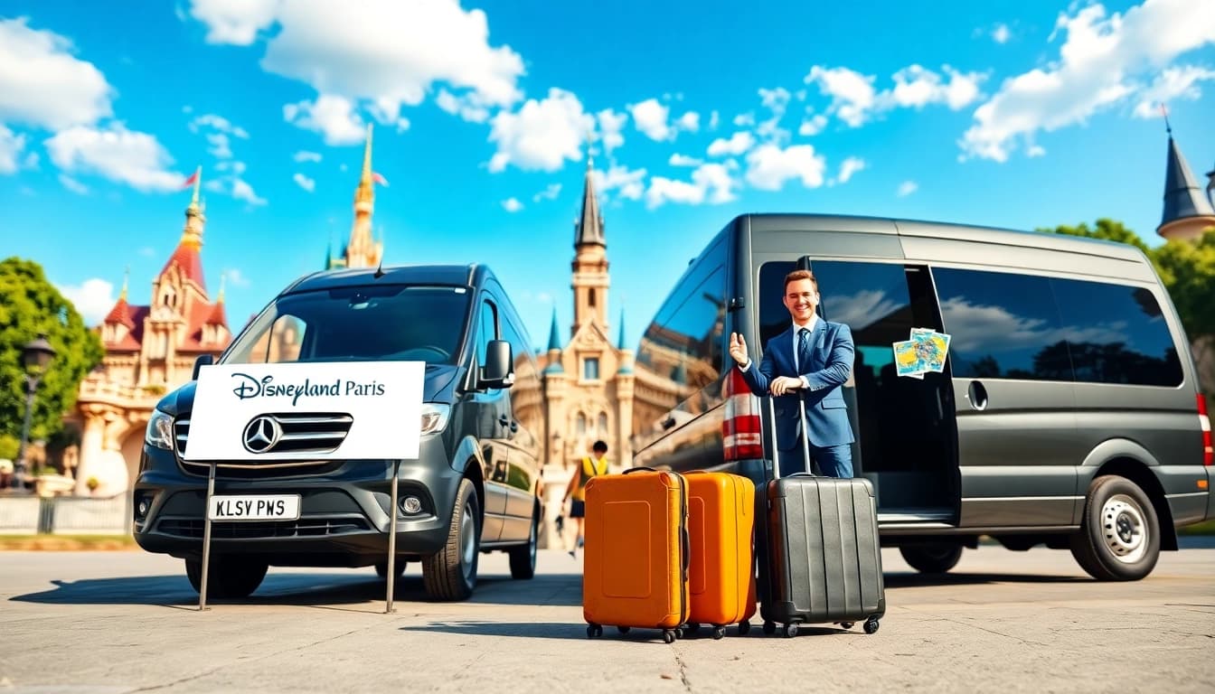 Arrange seamless disneyland paris transfers with friendly drivers and iconic Disneyland in the background.