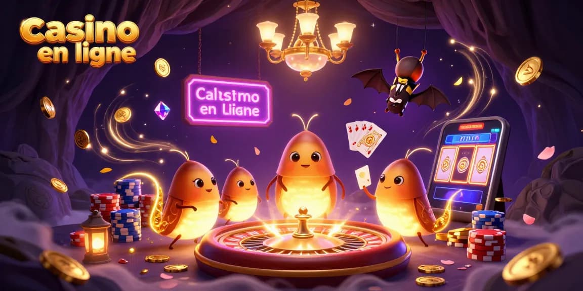 Vivez l'expérience d'un casino en ligne avec des vers luisants illuminant une scène dynamique.
