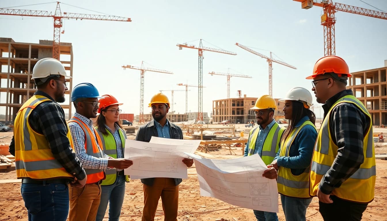 abc south texas construction association collaborative construction scene emphasizing teamwork and progress.