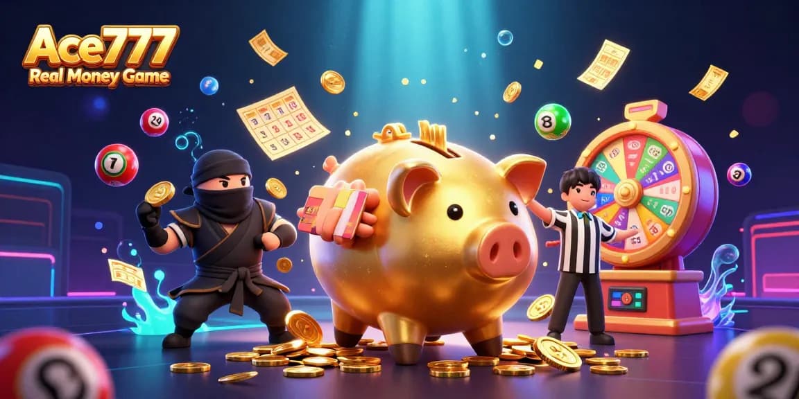 Experience vibrant gaming with Ace777 Real Money Game featuring dynamic characters and casino symbols.