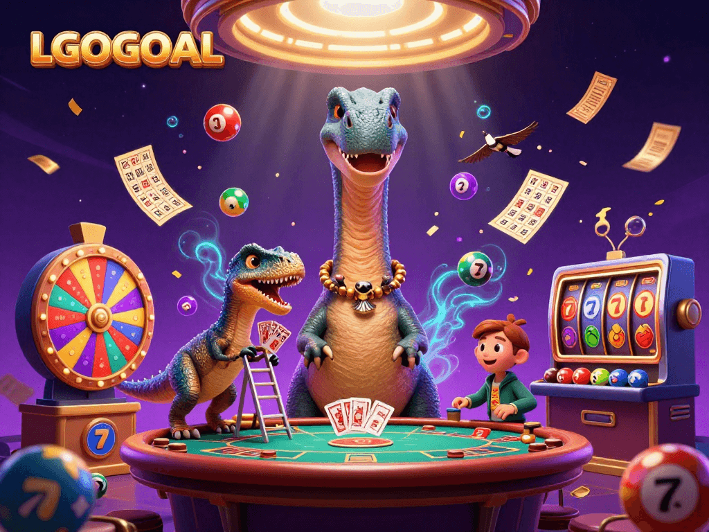 Experience dynamic gaming with LGOGOAL's slot reels and exciting features in this vibrant casino scene.