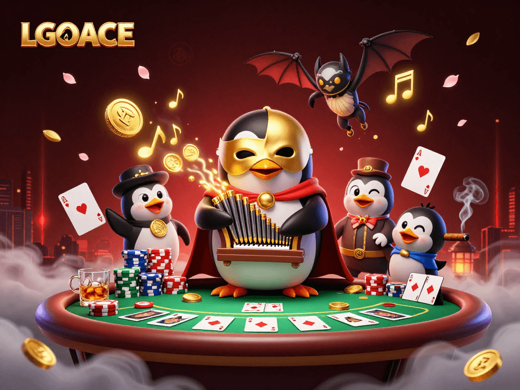 LGOACE offers dynamic gaming with vibrant characters and engaging casino elements in this 3D illustration.