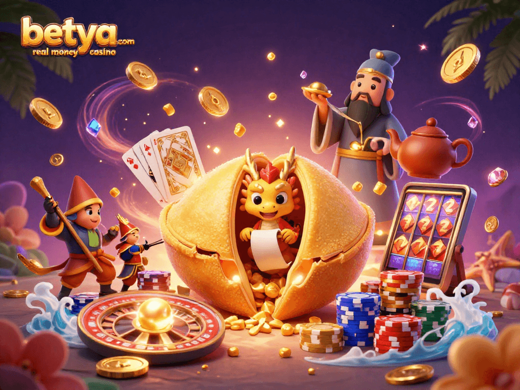 Engage with betya.com real money casino's vibrant gaming scene featuring dynamic characters and rich casino elements.