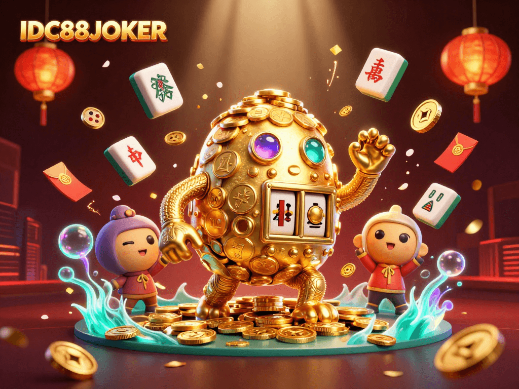 Experience thrilling gaming at IDC88JOKER with captivating 3D characters and vibrant casino elements.