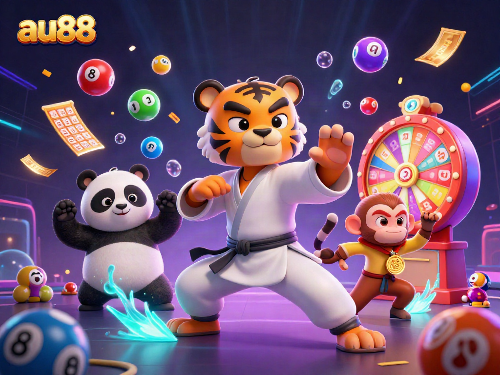 Join the excitement with au88, featuring vibrant lottery elements and a dynamic casino scene.