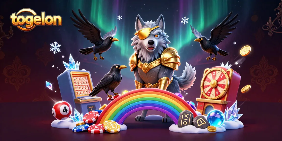 Engage with togelon on an animated journey through a vibrant lottery world filled with golden armor, chips, and dynamic game elements.