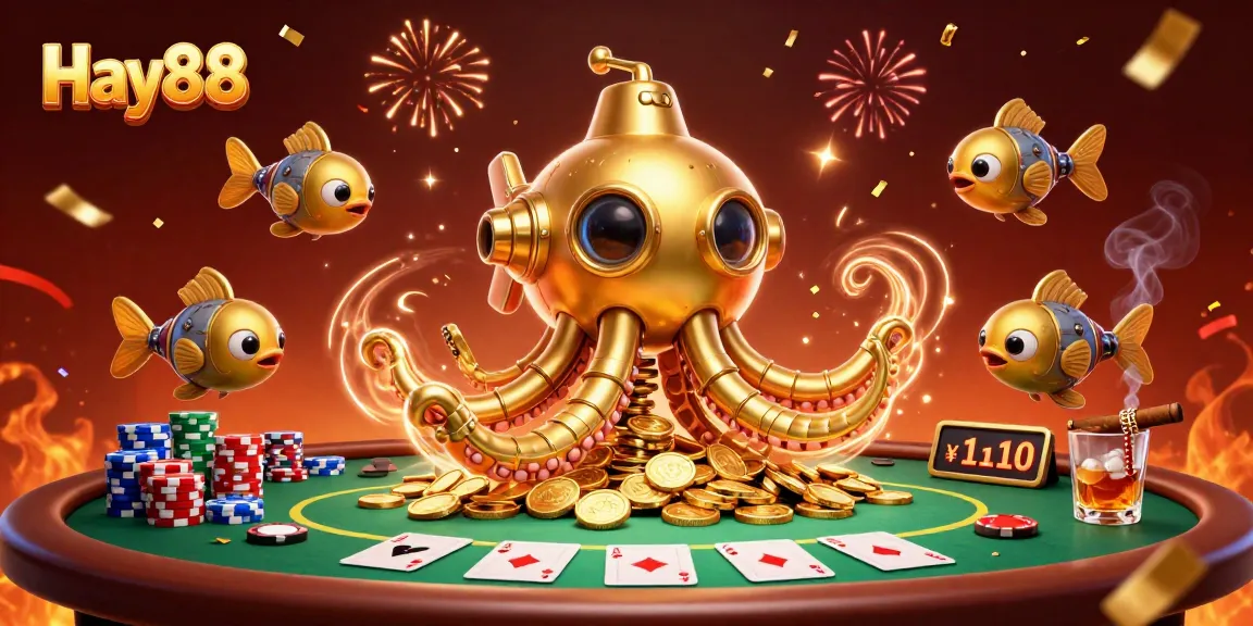 Experience thrilling games with Hay88's golden kraken submarine and poker riches.