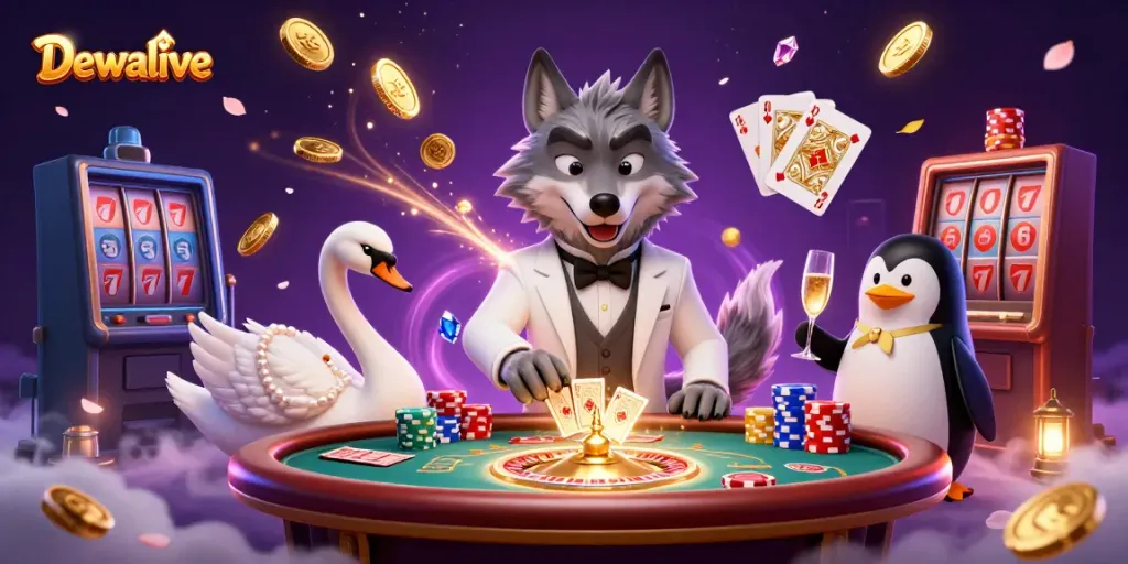 Engage with Dewalive's unique digital casino experience at a baccarat table featuring whimsical 3D characters.