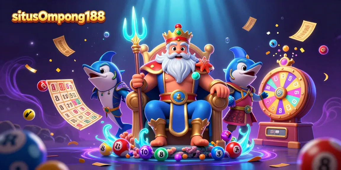 Pasang jackpot di situs Ompong188 dengan gambar karakter kasino yang penuh warna dan dinamis.