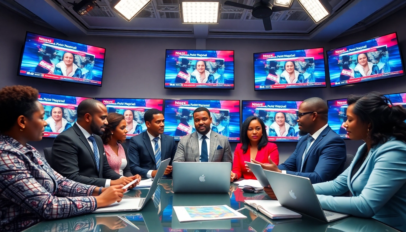 Nigerian Newspapers headline coverage in a dynamic newsroom featuring diverse journalists.