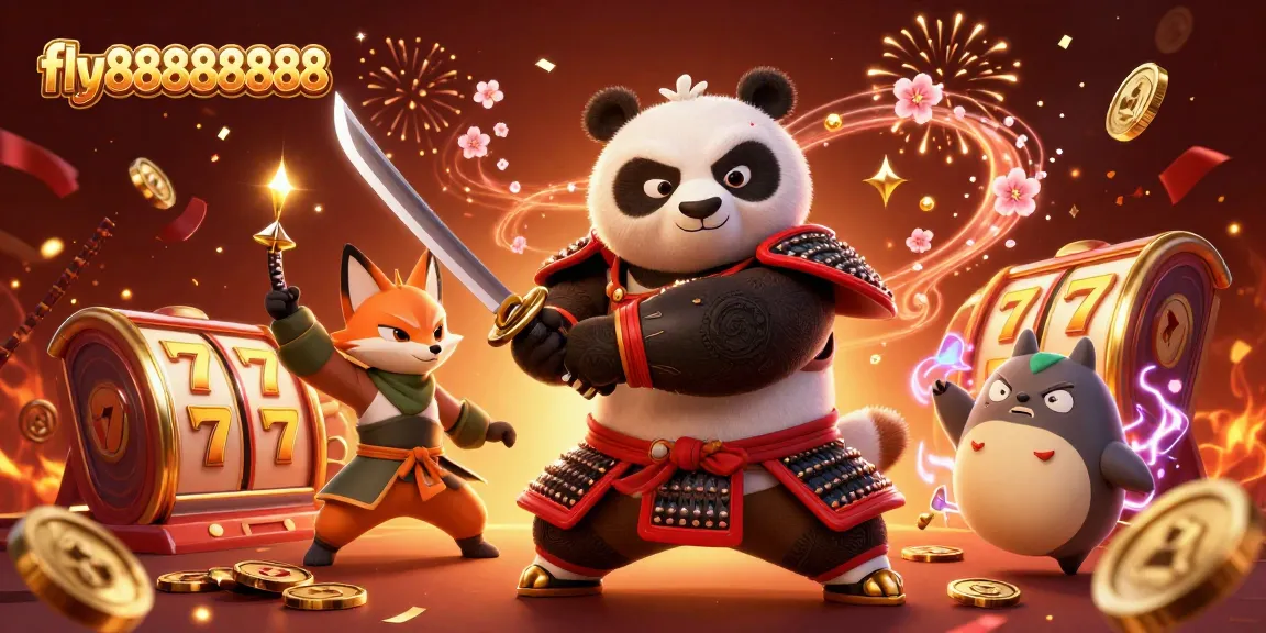 Experience thrilling gameplay at fly88888888 with samurai panda and vibrant casino elements.
