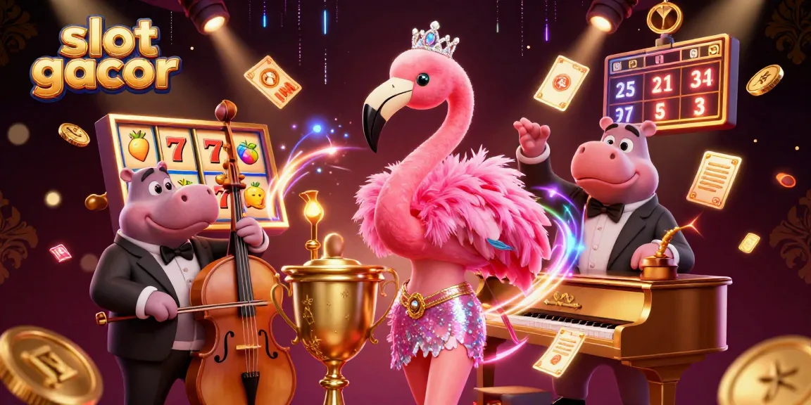 Menangkan slot gacor dengan ilustrasi kasino 3D yang penuh warna dan mencolok.