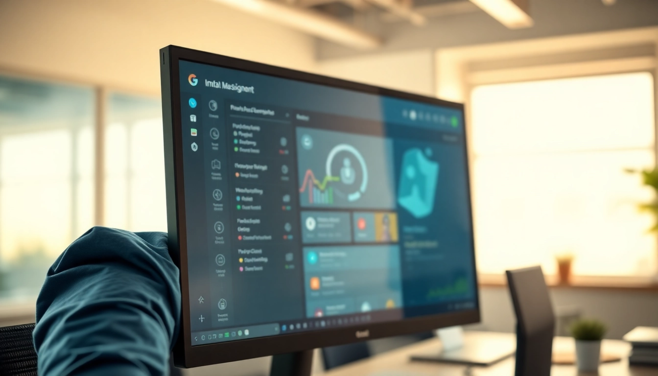 AI assistant for busy professionals using digital tools in a modern workspace, enhancing productivity.