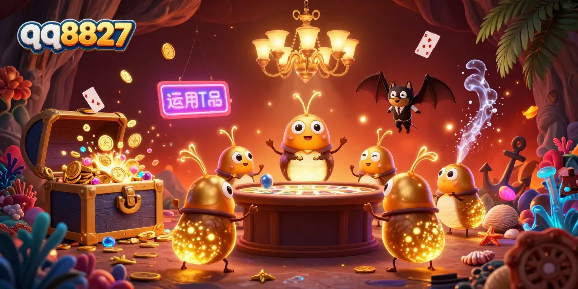 Experience thrilling gameplay at qq8827 with a vibrant cave casino illuminated by unique characters.