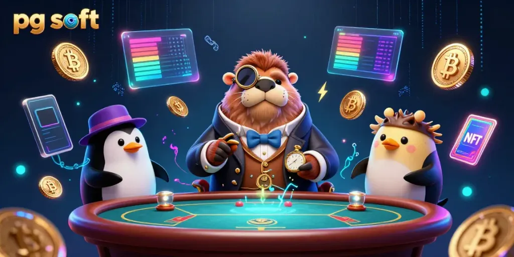 Gambarlah permainan kasino dengan pg soft, walrus menang di meja poker bawah laut.