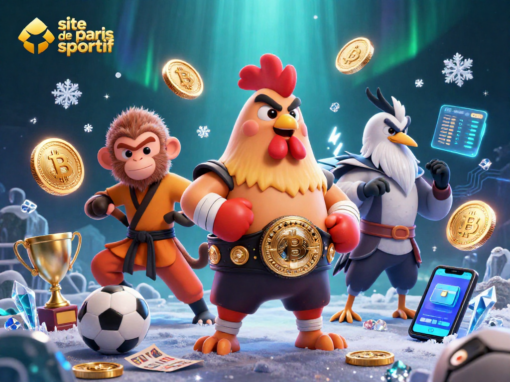 Pariez sur le site de paris sportif avec un coq de Muay Thai et des éléments sportifs dynamiques.