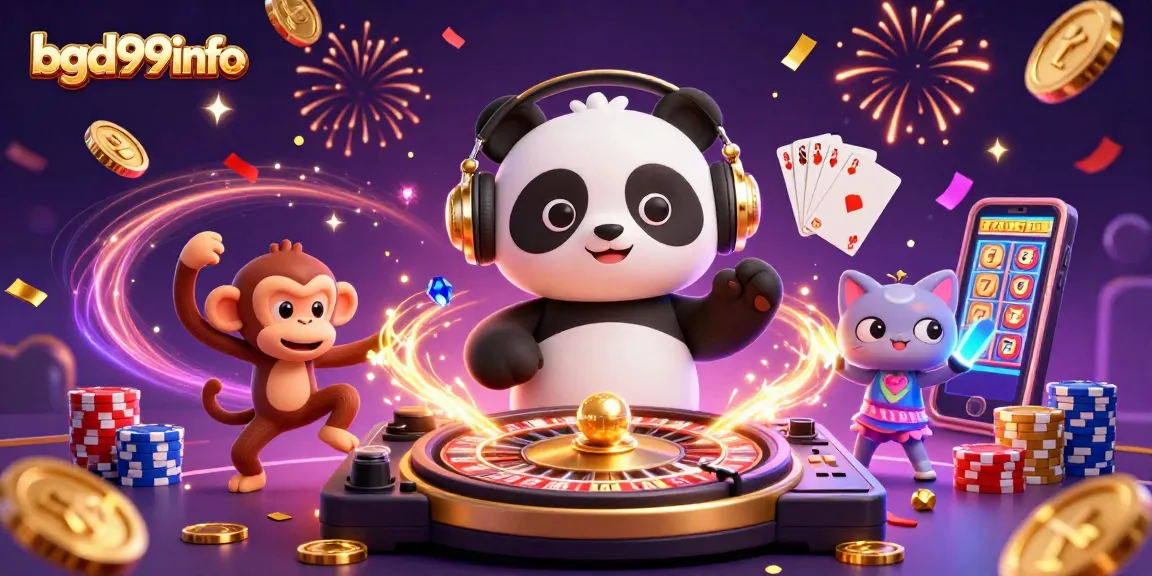 Experience vibrant gaming with bgd99info's lively casino illustration showcasing dynamic characters and elements.