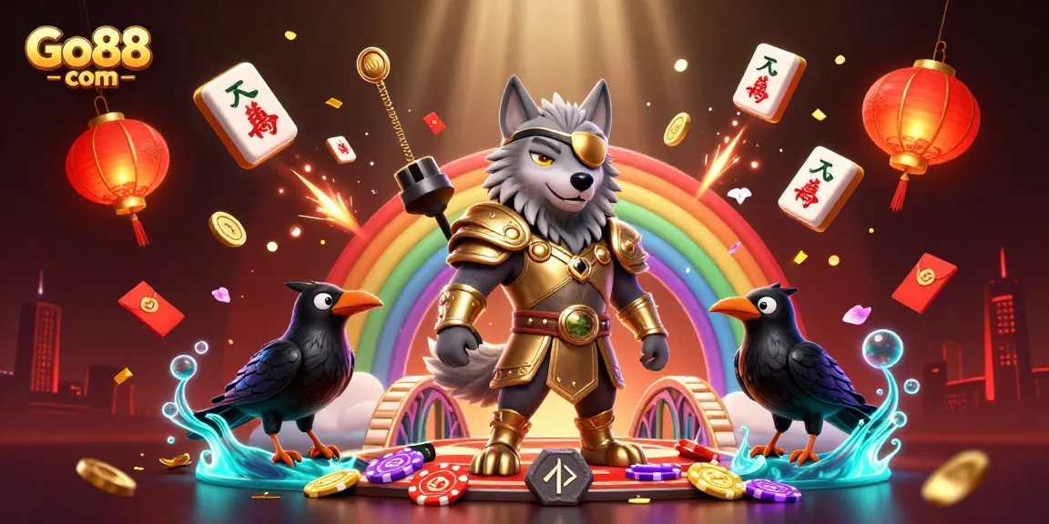 Experience thrilling moments at Go88 com, where the Odin wolf leads you through a vibrant casino adventure.