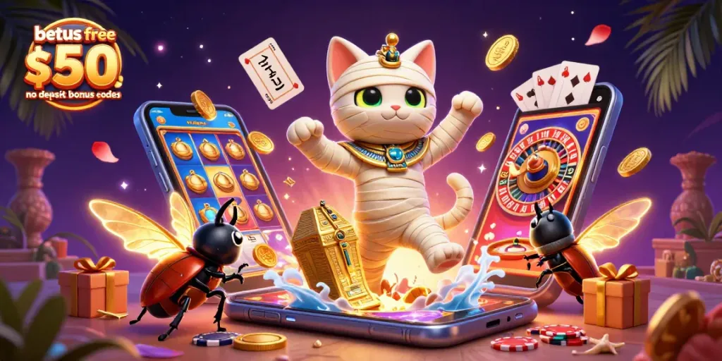 Experience betus free $50 no deposit bonus codes while thrilling 3D characters burst from a pyramid casino!