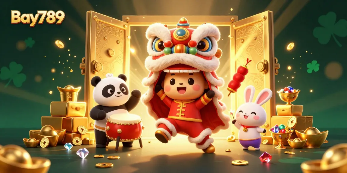Join the excitement at Bay789 with a vibrant scene of gambling and joyful characters engaged in festivities.