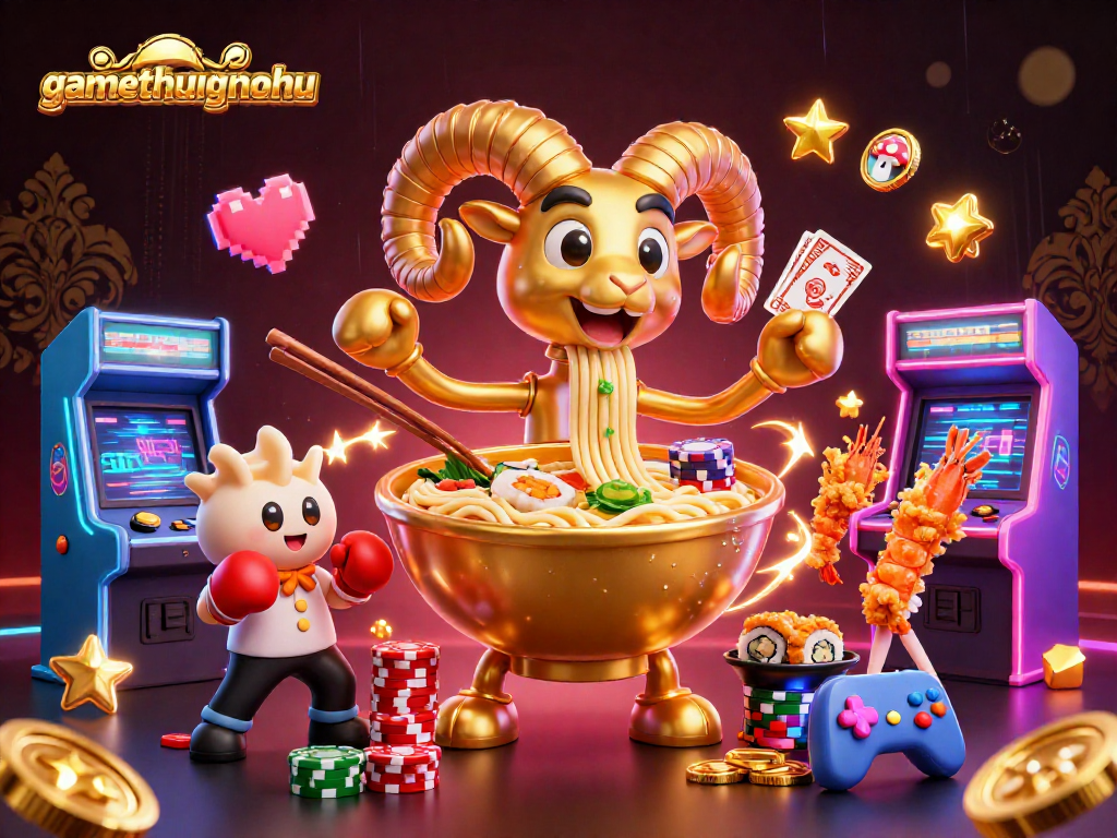 Engage in thrilling gameplay with gamethuongnohu, featuring vibrant 3D characters and casino elements.