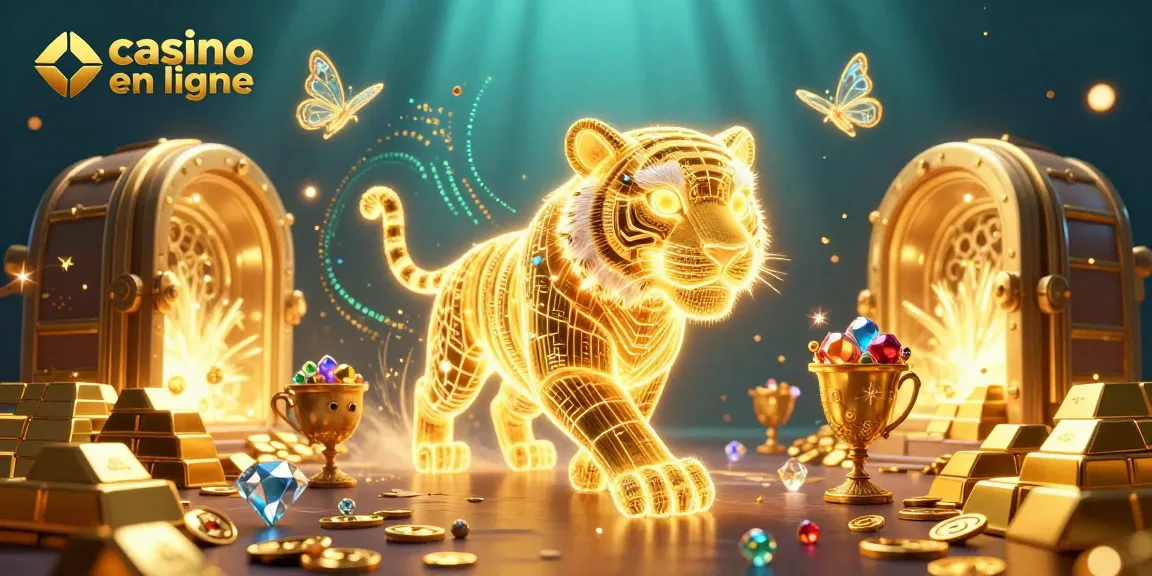 Jouer dans un casino en ligne avec le tigre doré et des trésors scintillants.