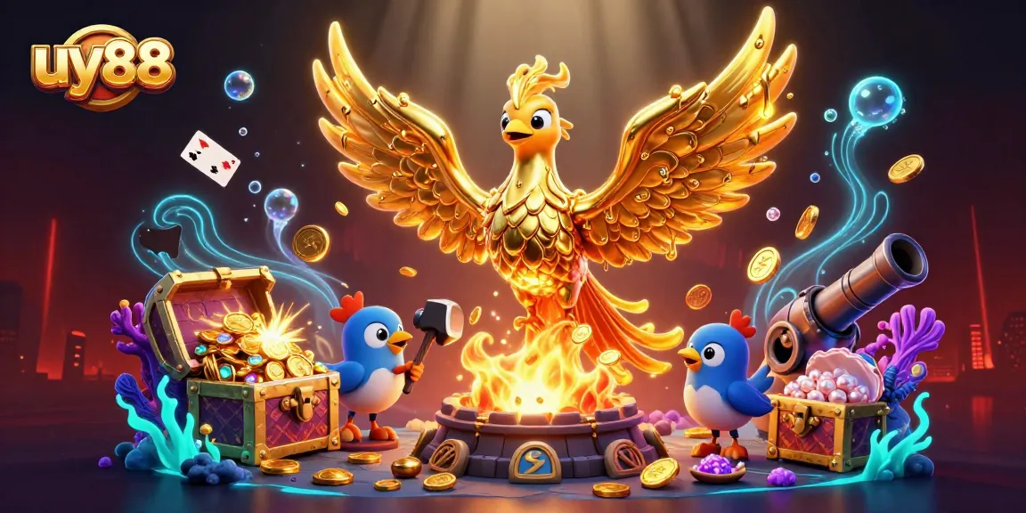 Experience thrilling gameplay at uy88 with a vibrant scene showcasing enchanting graphics and gold treasures.