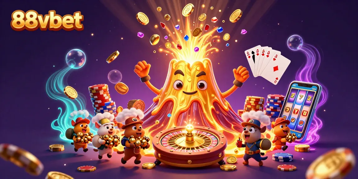 Experience the excitement of 88vbet with golden treasures and thrilling casino action in a vibrant 3D scene.