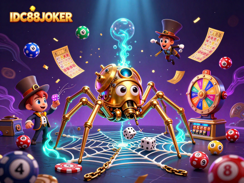 Engage with IDC88JOKER's thrilling casino experience through an enchanting steampunk illustration.