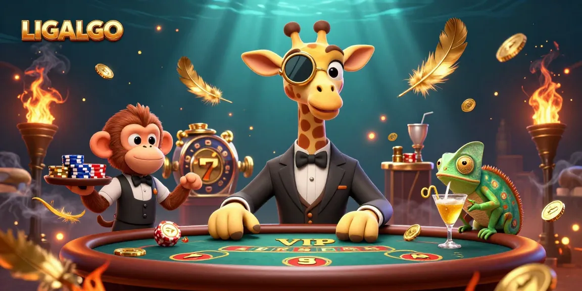 Experience luxury gaming with LIGALGO at a VIP poker table featuring rich elements and characters.