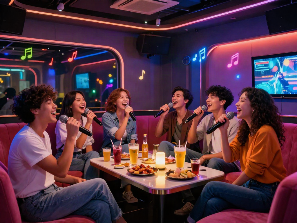 강남 달토에서 친구들과 즐거운 시간을 보내고 있는 카라오케 룸의 모습
