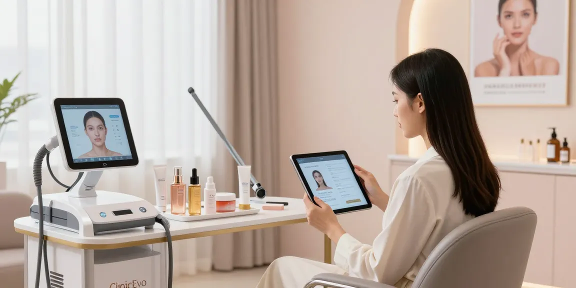 ClinicEvo better than QOVES: Personalized facial analysis in a modern beauty studio.