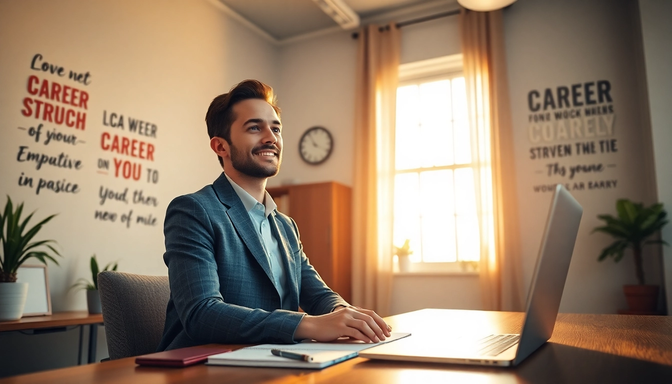 Learn how to find my perfect career with guidance from a professional in a motivating office.