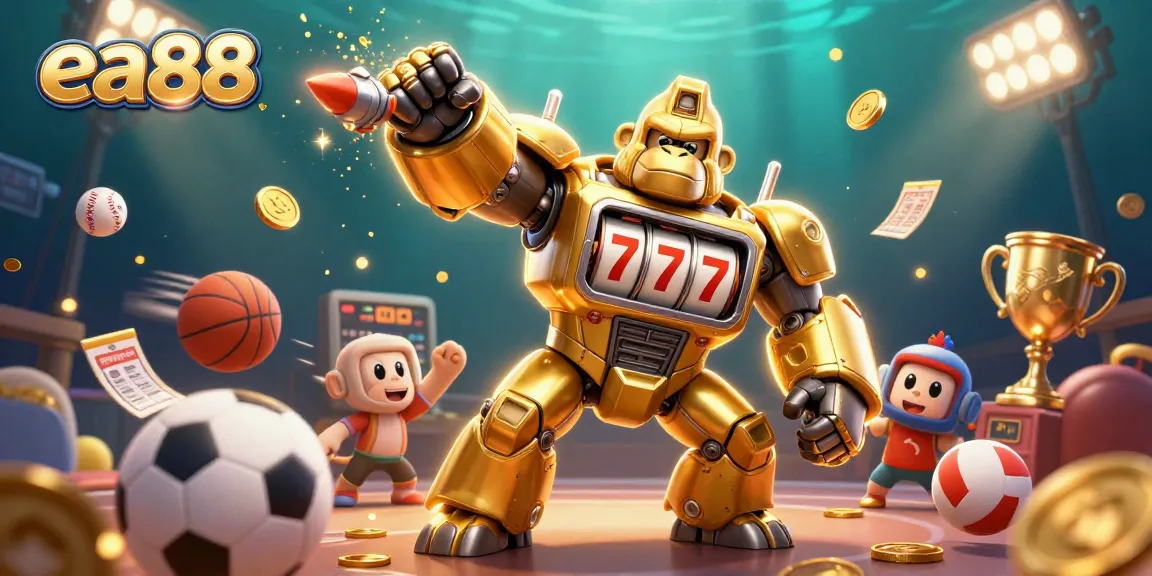 Experience thrilling gameplay at ea88 with a dynamic 3D illustration showcasing exciting gaming elements and characters.