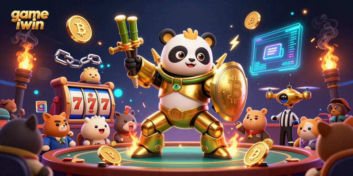 Play game iwin in a vibrant, action-filled illustrated casino arena with dynamic elements.