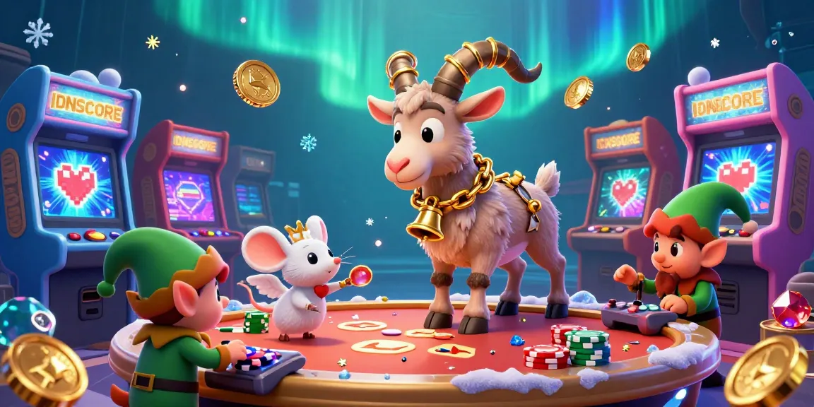 IDNSCORE brings excitement as Krampus and an angel mouse oversee a lively casino scene.