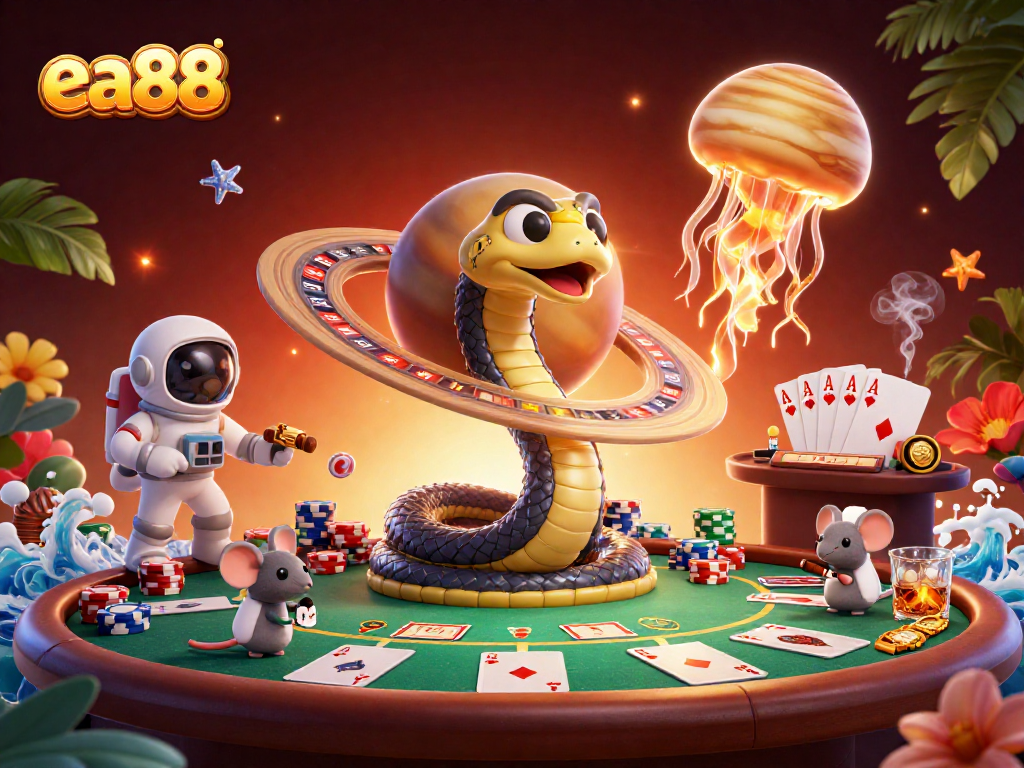 Bet on cosmic games with ea88's Saturn ring snake and jellyfish dealer.