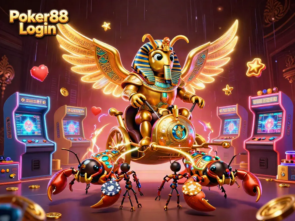 Engage with Poker88 Login, featuring a dynamic casino scene with colorful characters and game elements.