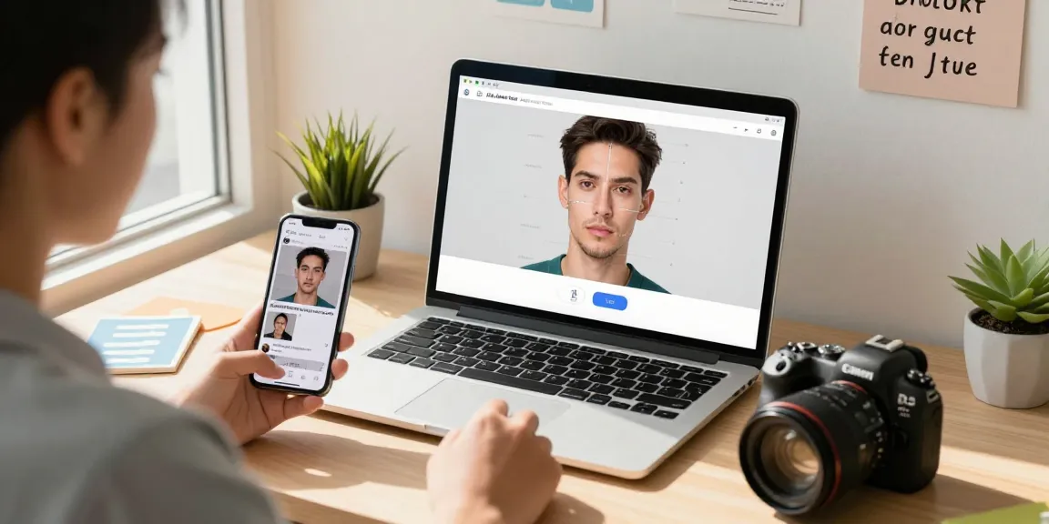Using AI to analyze how old do I look on a modern digital workspace with natural light.