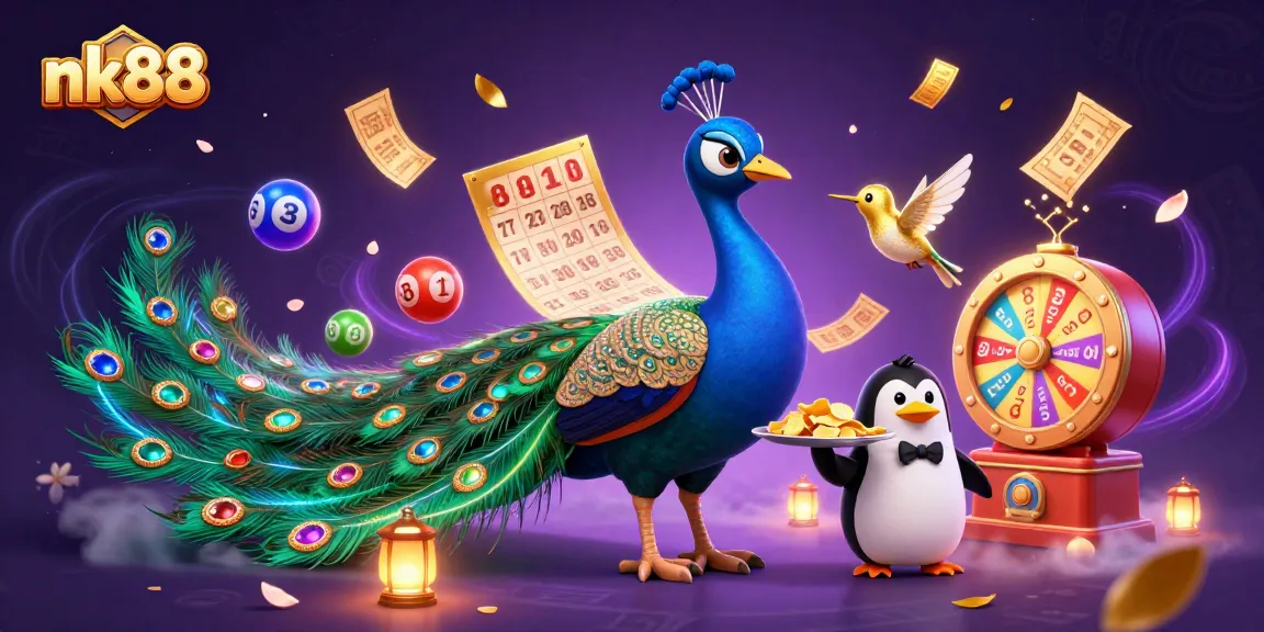 Experience excitement with nk88 in a colorful casino scene featuring vibrant lottery and game elements.