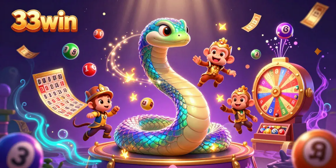 Experience exciting moments with lottery fun at 33win amidst vibrant gaming elements.