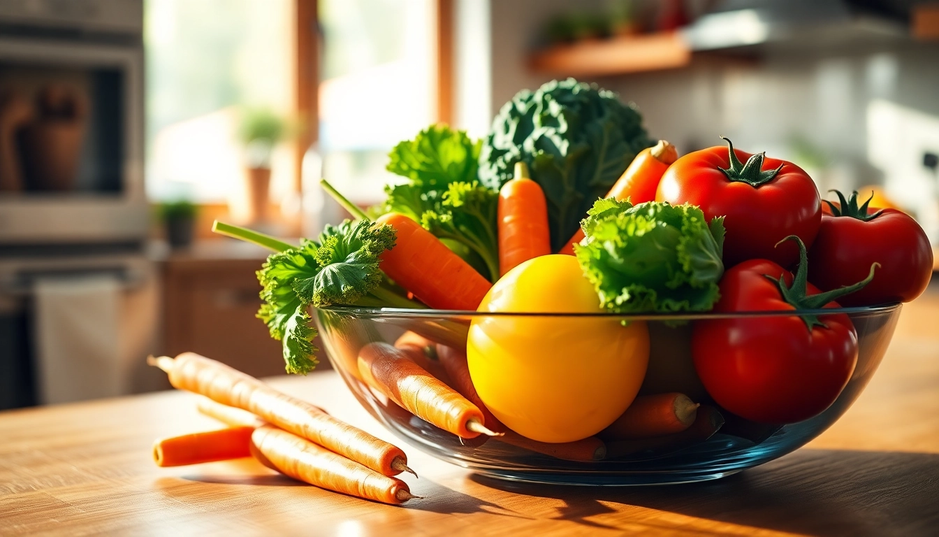 Embrace a Healthy Life with a colorful bowl of fresh fruits and vegetables in natural light.
